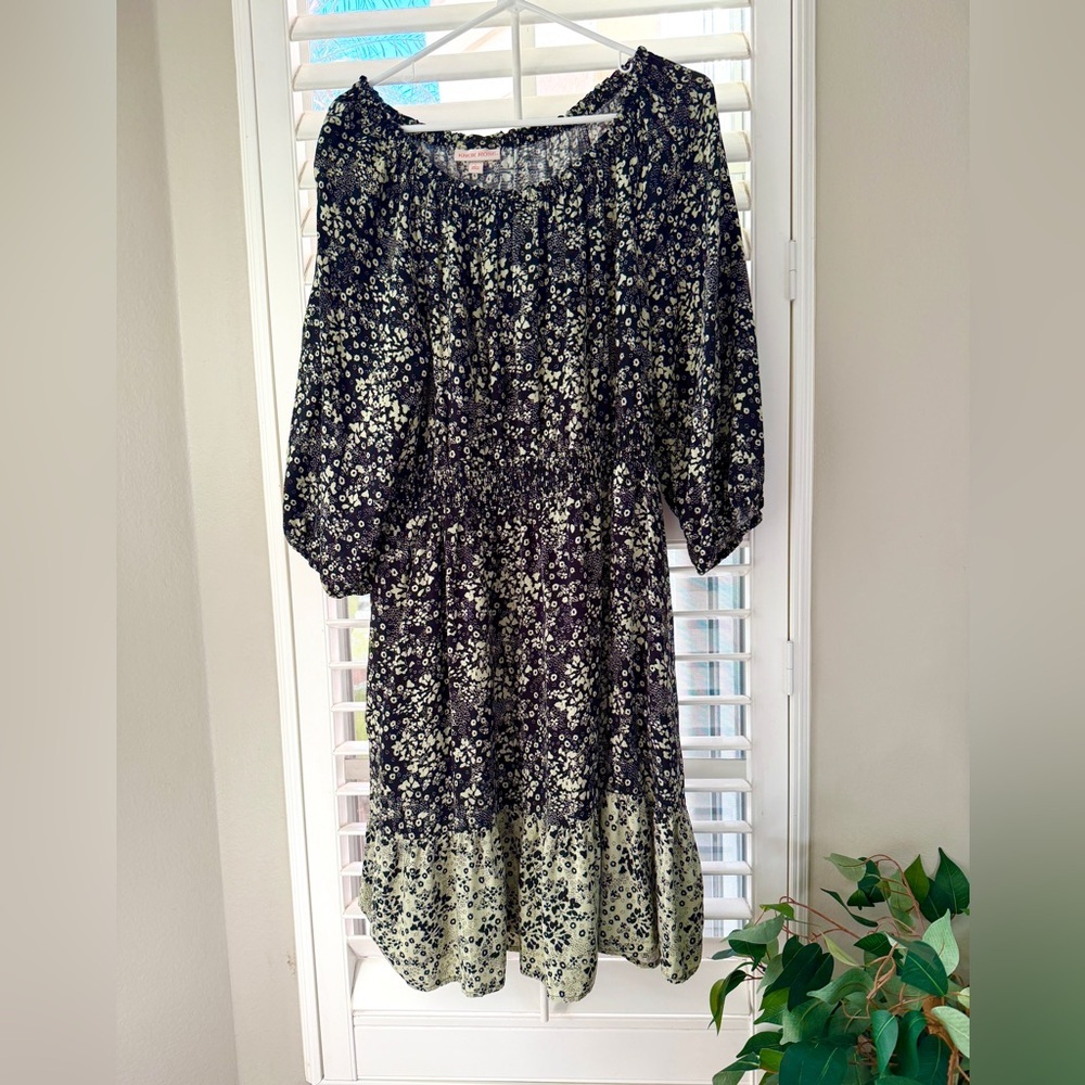 Knox Rose Womens Long Sleeve Dress Size L Prairie Floral Printed Pockets Swing - Picture 1 of 10